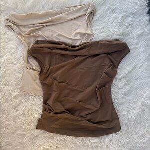 SHEIN Women's 2pack Tan and Brown Blouses